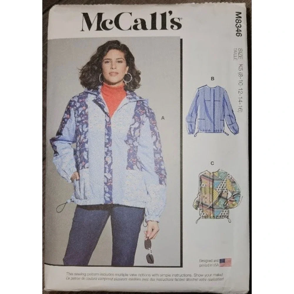 McCalls M8346 Misses Jacket Sewing Pattern Sizes 8-16 Uncut Hooded Outerwear